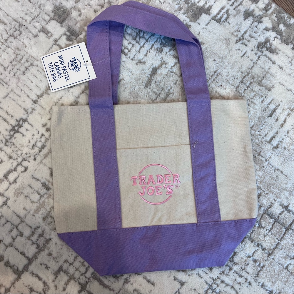 Trader Joe's Pastel Mini Canvas Tote Bags NWT 2025 LIMITED EDITION NWT purple